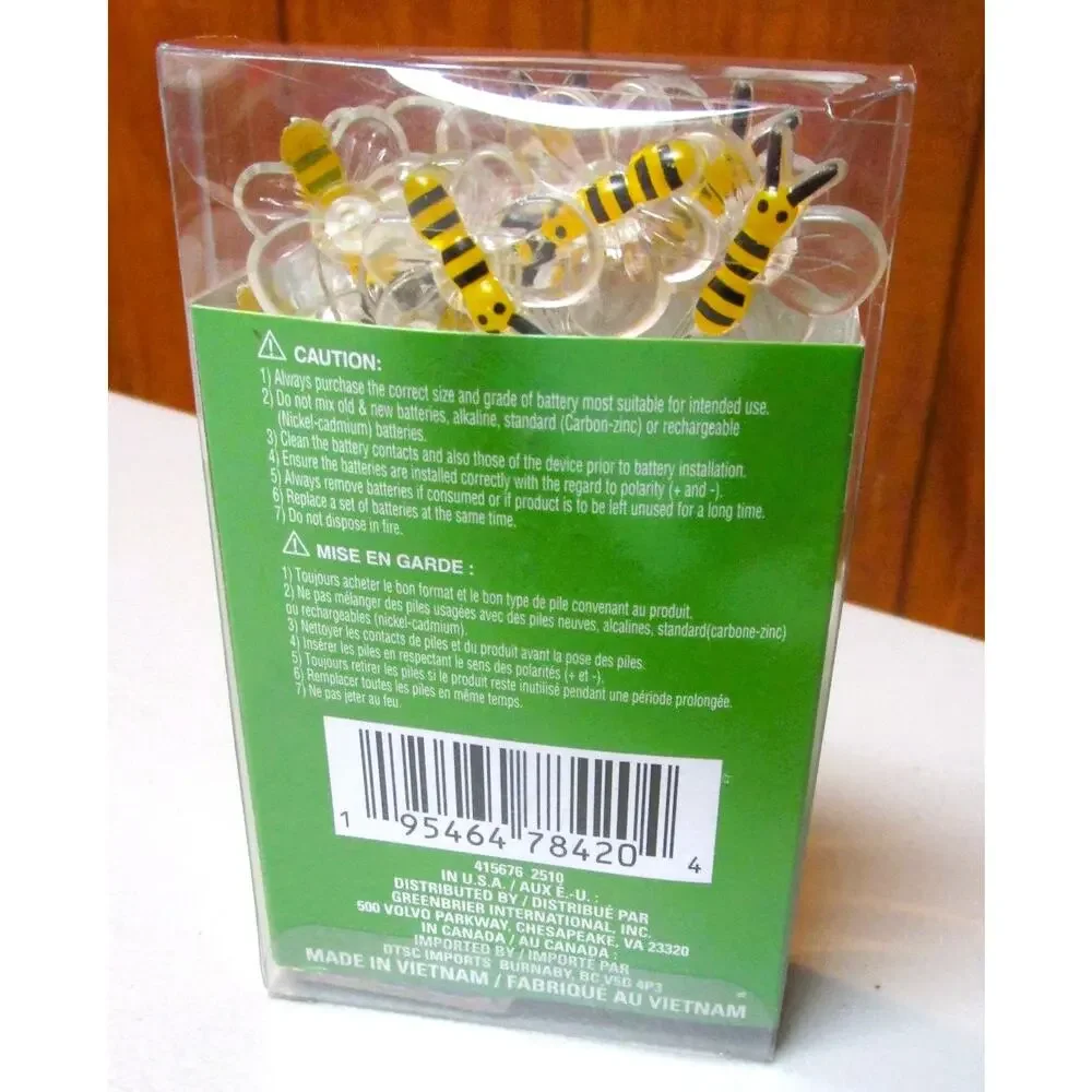 Garden Collection Bee LED String Lights 15 Count 5.3 Feet Warm White Indoor Use